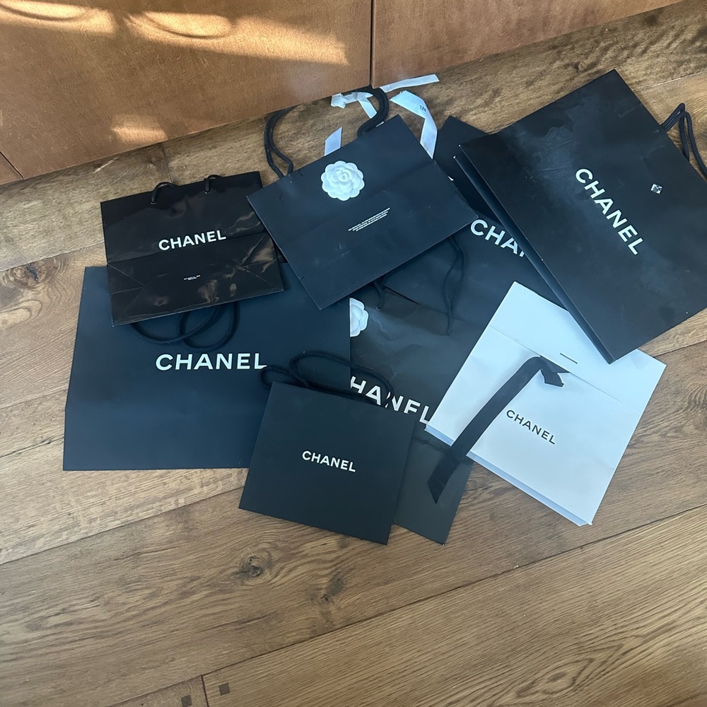 CHANEL Black and White Shopping Bags